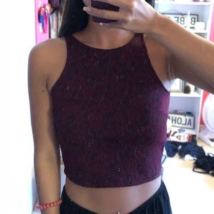 Maroon lace crop top